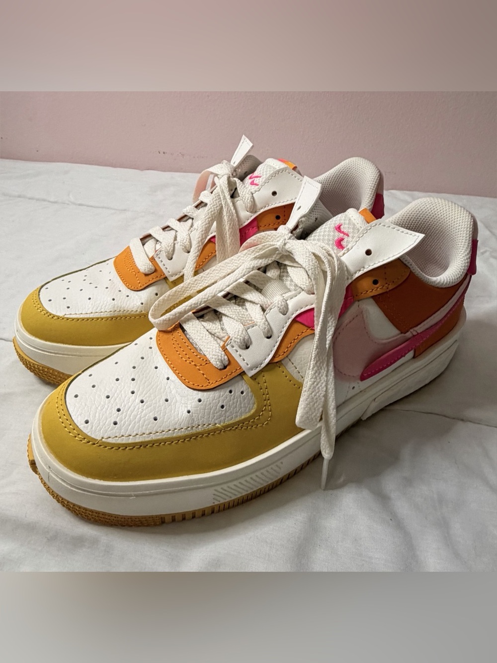 Nike Air Force 1 Fontanka “Sunrise” sneakers in women’s size 10.